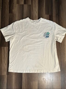Original Use White Short-Sleeve Crewneck Tee with Blue-Green Chest Graphic